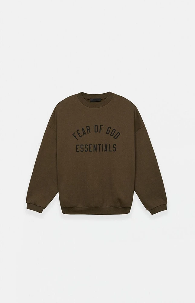 Fear of God Essentials Kids Olive Fleece Crew Neck Sweatshirt