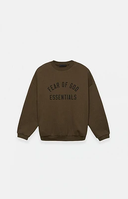 Fear of God Essentials Kids Olive Fleece Crew Neck Sweatshirt