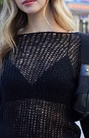 John Galt Black Sheer Knit Sweater