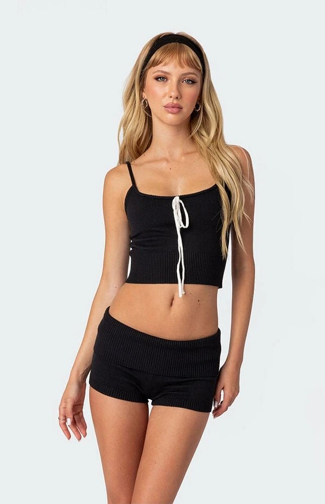 Edikted Don Tie Front Knit Tank Top