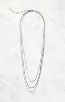 LA Hearts Silver Layered Gem Necklace