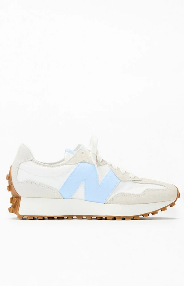 New Balance White & Blue 327 Sneakers