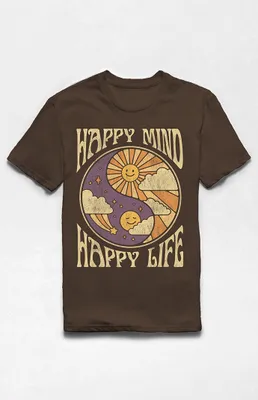 Brown Happy Yin Yang T-Shirt
