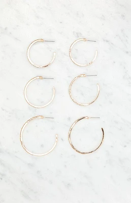 LA Hearts 3 Pack Rhinestone Large Hoop Earrings