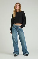 PacSun Casey Medium Indigo Drawstring Low Rise Baggy Jeans