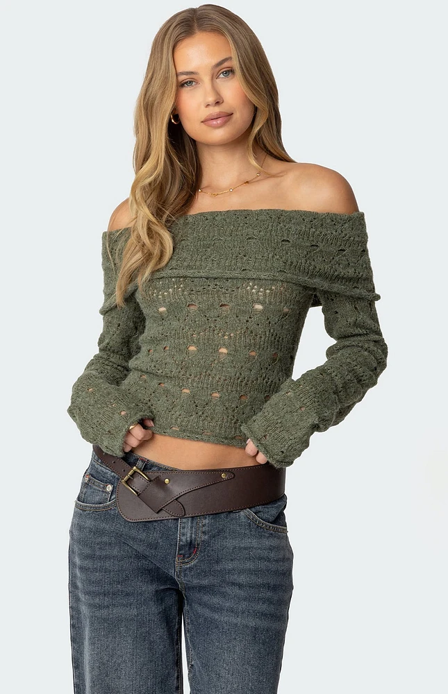 Edikted Kenna Fold Over Knit Top