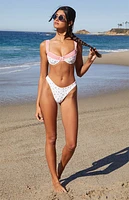 Pacsun Gingham Floral Darcy Scoop High Cut Bikini Bottom