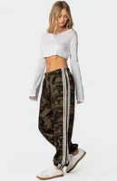 Edikted Camo Contrast Striped Sweatpants