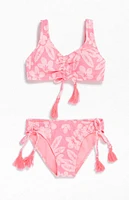 Beach Lingo Kids Floral Print Cinch Bikini Top & Bottom Set