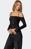 Edikted Susie Off Shoulder Mesh Top