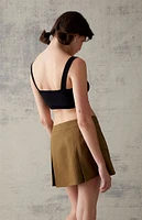 PacSun Olive Pleated Cargo Mini Skirt