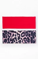 LA Hearts 2 Pack Leopard & Red Soft Headband