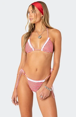 Edikted Zora Striped Triangle Bikini Top