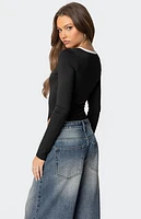 Edikted Contrast Scoop Neck Bodysuit