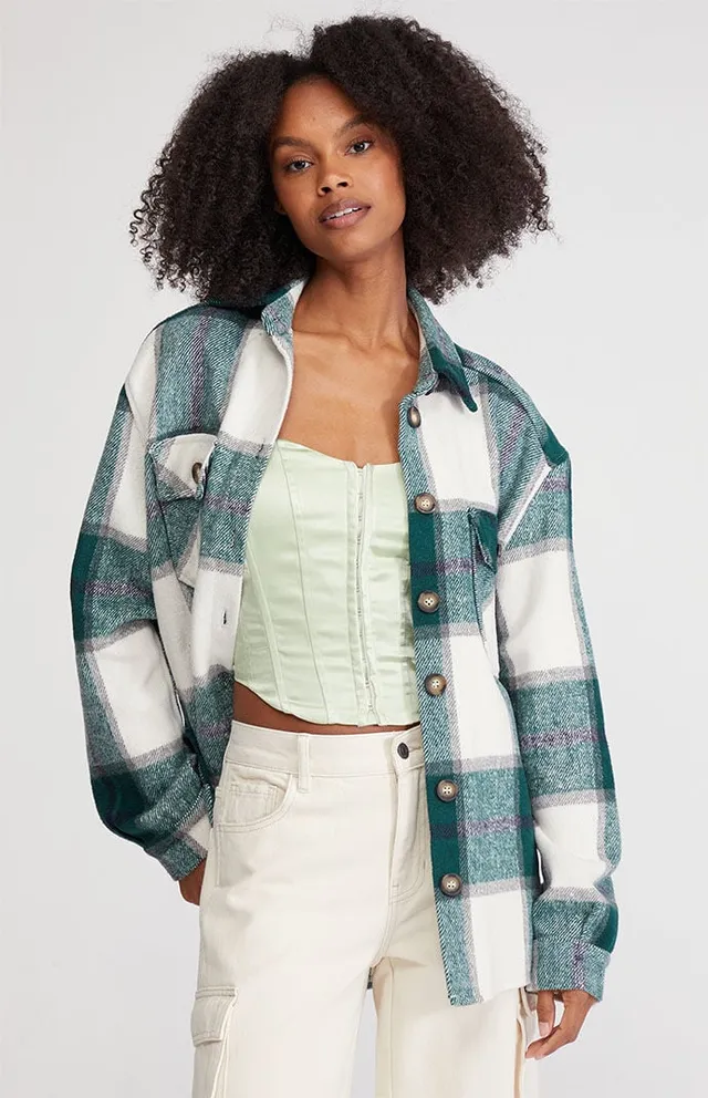 LA Hearts Button Down Oversized Flannel Shirt