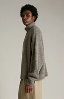 Fear of God Essentials Heather Grey Heavy Waffle Knit Turtleneck Sweater