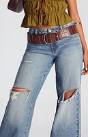 Pacsun Casey Ripped Low Rise Baggy Jeans Medium Indigo