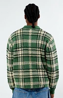 PacSun Green Plaid Collared Sweater Jacket