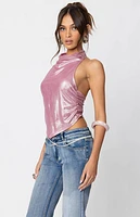 Edikted Shiny Backless Cowl Neck Top