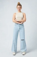 PacSun Eco Light Blue Ripped Wide Leg Jeans