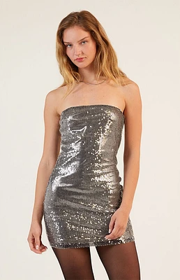 LA Hearts Strapless Sequin Mini Dress