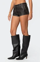 Edikted Blaise Faux Leather Micro Shorts