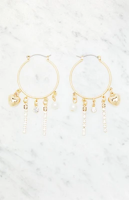 LA Hearts Rhinestone Heart Hoop Earrings