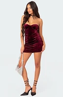 Edikted Cinnamon Velvet Cupped Mini Dress