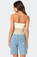 Edikted Embroidered Sheer Strapless Top