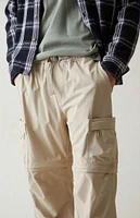 PacSun Performance Tan Baggy Zip Off Cargo Pants