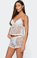 Edikted Laina Contrast Sheer Lace Babydoll Top