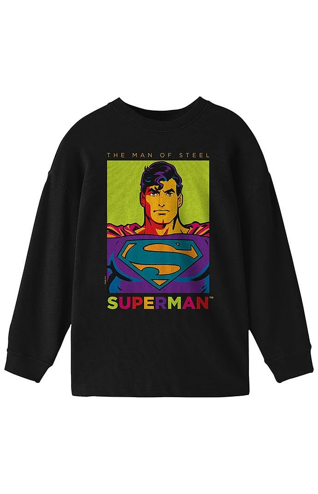 Kids Superman Pop Color Art Long Sleeve T-Shirt