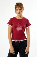 Daisy Street Cherry 8 Ball Rhinestone Layered Ribbed Baby T-Shirt