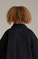 Kids Fear of God Essentials Overdye Black Denim Filled Shirt Jacket