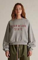 Fear of God Essentials Women's Dark Heather Oatmeal Fleece Cropped Crew Neck Sweatshirt