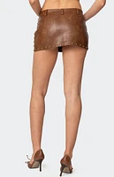 Edikted Studded Faux Leather Mini Skort