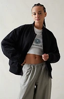 PacSun Black Wool Bomber Varsity Jacket