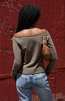 John Galt Olive Bonnie Off-The-Shoulder Top