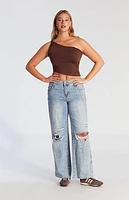 Pacsun Casey Ripped Knees Low Rise Baggy Jeans Medium Indigo