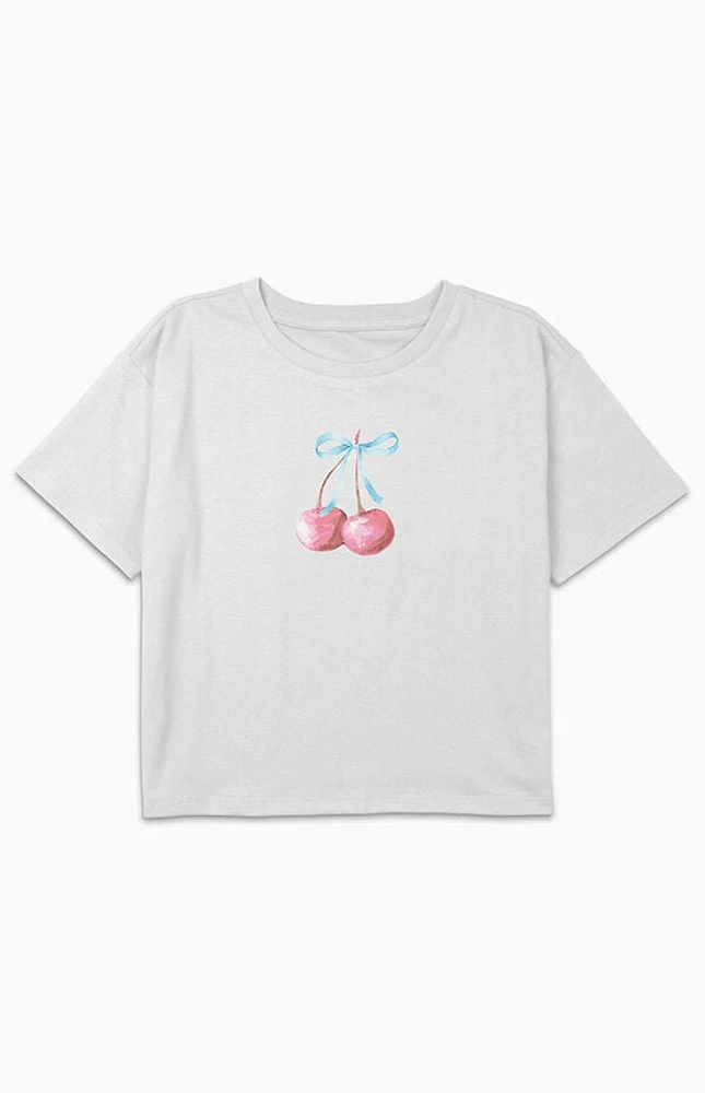 Kids Cherry Ribbon Watercolor T-Shirt
