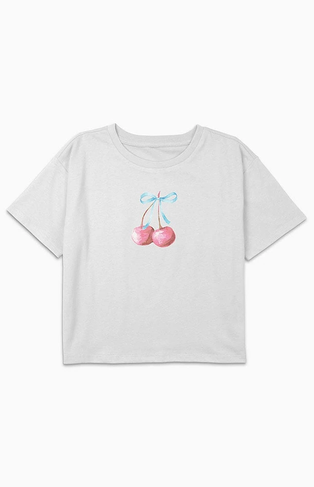 Kids Cherry Ribbon Watercolor T-Shirt