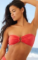 Salero Swim by Pacsun Red Textured Bandeau Bikini Top