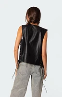 Edikted Kara Faux Leather Lace Up Vest