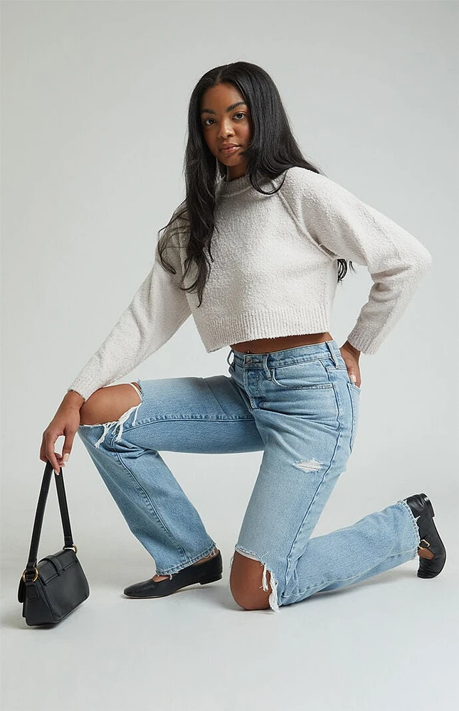 PacSun Light Indigo Ripped Knee Dad Jeans