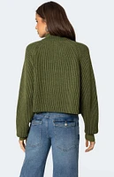 Edikted Cropped Rib Knit Half Zip Sweater