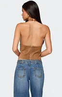 Edikted Xaria Studded Faux Suede Halter Top