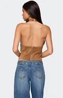Edikted Xaria Studded Faux Suede Halter Top