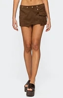 Edikted Asymmetric Studded Faux Suede Mini Skort