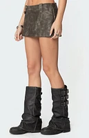 Edikted Bar Washed Faux Leather Mini Skort