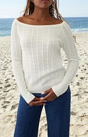 John Galt White Elissa Cable Knit Sweater